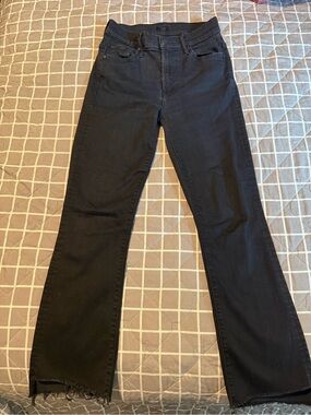 MOTHER Jeans Insider Crop Step Fray Black Size 25